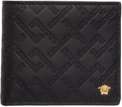 versace black and gold greek key wallet|Versace wallets.